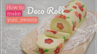 How to make floral design Roll cake! | yunisweets Deco Roll