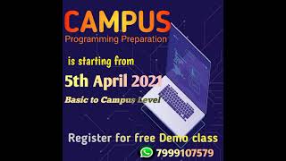 New Batch from 5th April 2021#programming #campus #ytshorts #campuspreparation #shorts #basiccampus