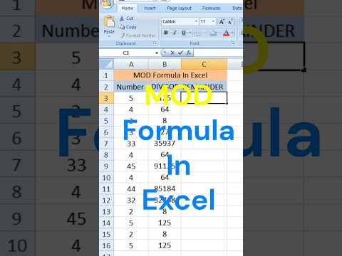 MOD Formula In Excel 😇😁😘😇😤😘😌Mod Function in excel || Mod Formula in excel #excel #shorts #exceltips