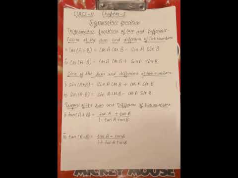 Trigonometric functions of sum and difference ( cosine, sine and tangent)