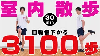 【3100歩歩ける！】血糖値が下がる！基礎体力向上の室内散歩🔰【食後のウォーキング30分間】#200