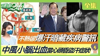連戰中風小腦出血 當心頭昏盜汗症狀！ 10秒測死亡風險 無法單腳站立易中風猝死！ 推拿誤觸危險三角區 暈眩想吐恐中風！ 不熱卻汗如雨下 爆汗暗藏疾病警訊！ 健康2.0 20220703 (完整版)