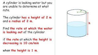 OpenStax Calculus Exercise 4.1 Problem 29 | Related Rate | A cylinder is leaking water but you are