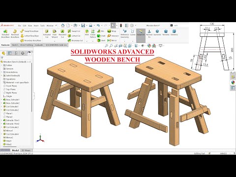 SolidWorks Advanced Exercise-Wooden Bench