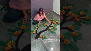 Vibrant Tree Wall Decor | DIY Cardboard Craft #reel #short #ytshort #walldecor #viralreels