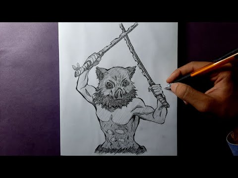 Drawing Inosuke Hashibira from Demon Slayer || Kimetsu No Yaiba