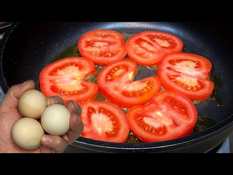 2 Tomato with 5 eggs! Quick breakfast in 5 minutes. Super easy and delicious omelet recipe