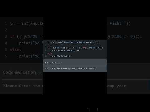 Check Leap Year using python If Statement #shorts #yt #viral #trending #python