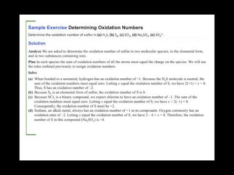 Calculating Oxidation Numbers