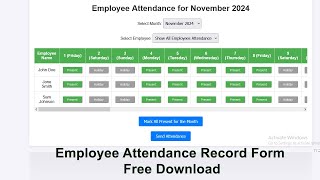 Employee Attendance Record System Create Using HTML CSS and JQuery || Free Download Code
