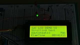 Arduino I2C LCD Scrolling text + toggling LEDs