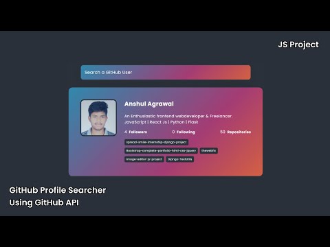 GitHub Profile Search By Username JavaScript project | Step by Step  | The Webfix
