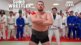 Sumo Wrestler dojo storms JUDO CLASS