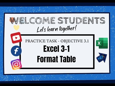 Objective 3.1 (Excel 3-1 Table & Range)