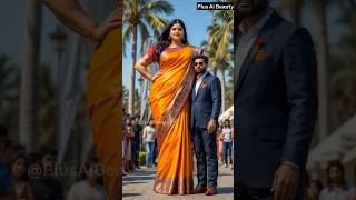 AI-Generated: Tall, Elegant Plus Size Saree Look! ✨👑