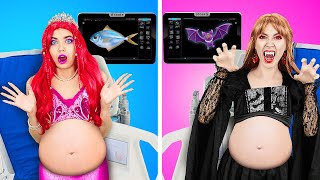 Vampire Pregnant vs Mermaid Pregnant! Funny Pregnancy Moments and Cool Hacks by Rocketmons!