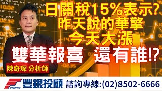 20250723 陳奇琛分析師｜日關稅15%表示?昨天說的華擎今天大漲，雙華報喜，還有誰!?｜日本關稅、奇鋐、華城、華擎、雷虎、銘旺科
