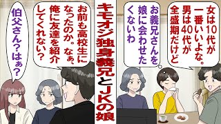 【漫画】キモオジ義兄「やっぱ女は十代だよな！娘ちゃんJKなんだから伯父さんに友達紹介してよ」JK娘「は？」50近いのに女子高生とガチ恋できると思い込むモンスターやばくないですか？