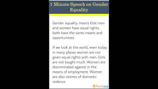 1minute speech on gender equality