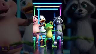 cute pig duck frog racoon dance together #funny #animals #aramsamsam