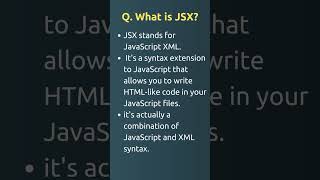 Reactjs Interview Question  and Answer | What is JSX #react #shorts #javascript