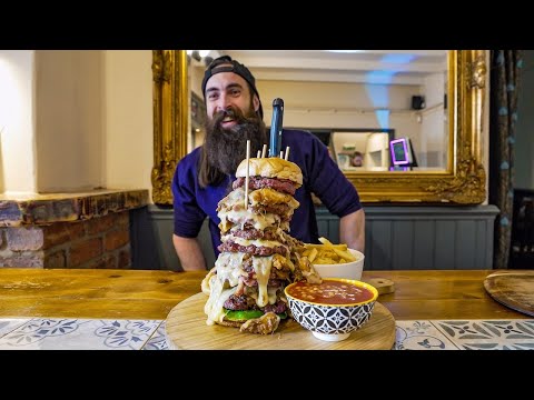 "YOU DON'T HAVE THE BELLY FOR IT" | SUN INN'S UNBEATEN BURGER TOWER CHALLENGE | BeardMeatsFood