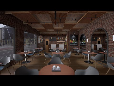 Sketchup interior design #80 Cafe and restaurant design ( render enscape 4.1 )