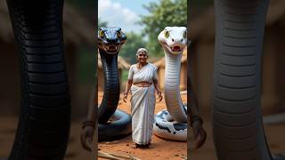 The black snake saved the life of the white snake || #ai #snake #ytshorts