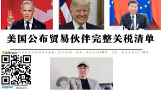 美國公佈貿易夥伴完整關稅清單 加拿大加徵35%關稅中國墨西哥延期90天 美元貶值15萬億資金回流中國人民幣面臨升值壓力 全球貿易重塑秩序中國將取代美國成為全球最大市場支撐美元