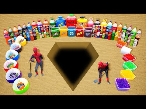 Big Toothpaste Eruption from Diamond pit, Giant Pepsi, Fanta, Schweppes, Coca Cola vs Mentos