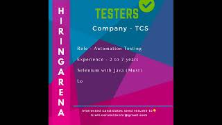 TCS Hiring Automation Testers | Hiring Arena