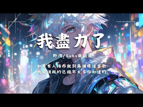 ♪ 野洵/Subs張毅成 - 我盡力了「如果有人陪你就別再循環這首歌 我能消耗的已經不太多你知道的」【動態歌詞/Pinyin Lyrics】♪
