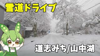 【車載動画】雪の道志みち・山中湖をドライブ！そしてスタック車に行手を阻まれる【ずんだもん】