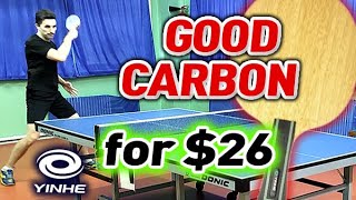 review Yinhe Mercury Y-15 good cheap carbon blade - test in topspin, smash, block