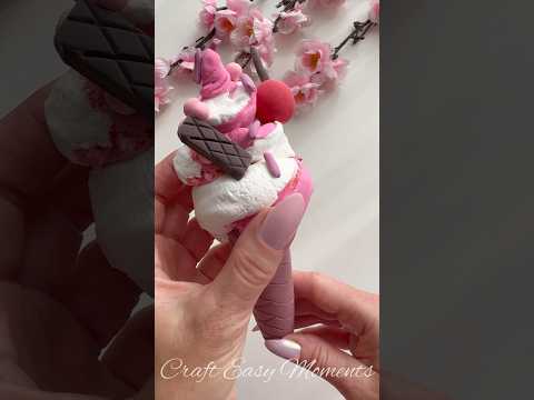 DIY Ice Cream cute pen 💕✨#diy #craft #handmade #diyideas #diygiftidea #crafteasymoments #icecream