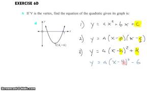 IB SL Math Topic 2 4 5 1 Creating Equations for Quadratic Functions