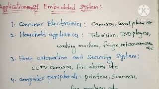 || Application areas of Embedded System || Diploma || Engineering ||