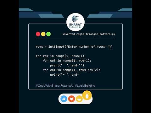 INVERTED RIGHT TRIANGLE PATTERN using Python 🔥| Bharat Futurist AI | Day 5 | #shorts #python