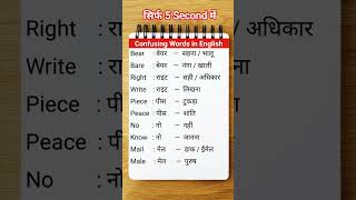 Confusing Words| Daily vocabulary| English words meaning #vocabs #homophones #shorts #ytshorts