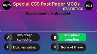 Special CSS 2023 Past Paper MCQs with Answers for CSS Aspirants Statistics