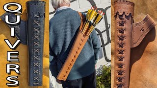 Leathers Quivers for Longbow Archers, side quivers and back quivers