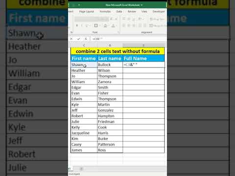 Combine text from two cells to one cell #shortvideo #exceltutorial