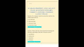 alabama property and casualty exam questions with 100 correct answers verified latest update 2024000