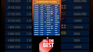 #championtrophy 2025 Schedule #cricket #icc #championstrophy2025 #teamindia
