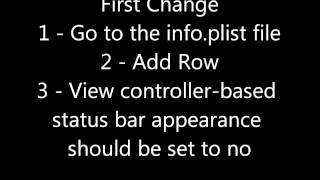 How to remove the top status bar from ios app xcode iphone ipad app development