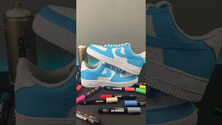Customizing Air Force 1’s BUT only using the color BLUE🔵#art #fyp #airforceone #shorts #customshoes