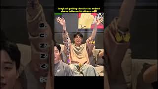 OMG😮 Jungkook getting chest tattoo and full sleeve tattoo on his other arm🤧 #jungkook #shorts