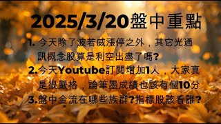 股市入侵計畫 EP05 今天除了波若威漲停之外，其它光通訊概念股算是利空出盡了嗎? (2025/3/20盤後選股)