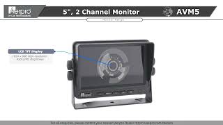 AERPRO ADVANCED SAFETY VISION SYSTEMS | AVM5 5" 2 Channel Heavy Duty AHD Monitor