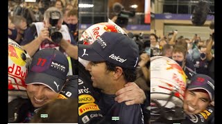 Max Verstappen and Sergio Pérez sharing a lovely hug